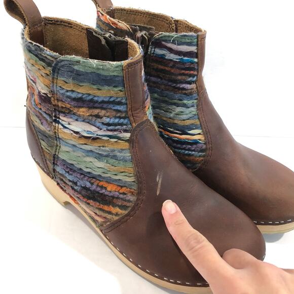 Scandic Edith Hippie Yarn Mid Heel Zipper Clog Boots - Picture 5 of 11